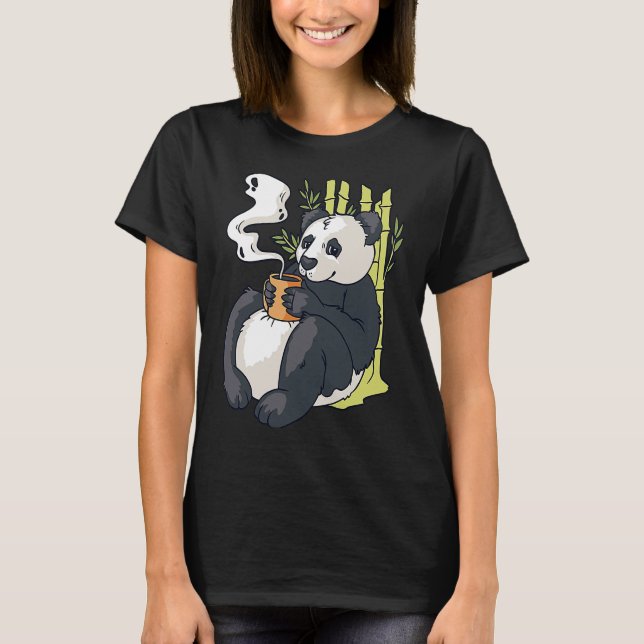 Cute Panda Bear with Hot Coffee Sarcasm Funny Pand T Shirt (Framsida)