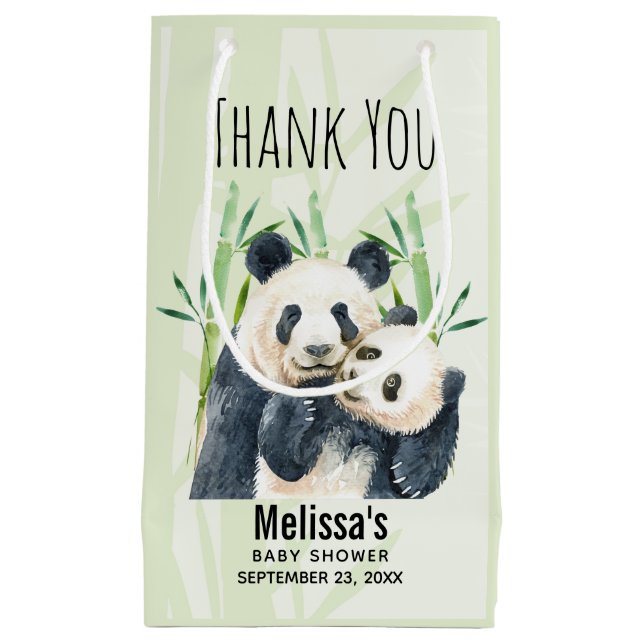 Cute Panda Bears Cuddling Watercolor Baby Shower (Framsidan)