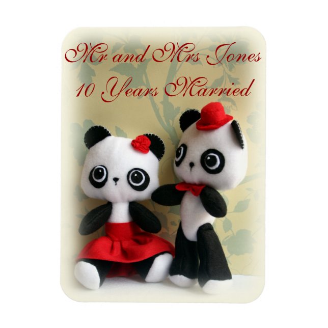 Cute Panda Bears Kåttioårsjubileum Magnet (Vertikal)