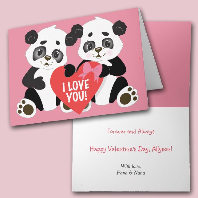 Cute Panda Bears Valentine Helgkort (Skapare uppladdad)
