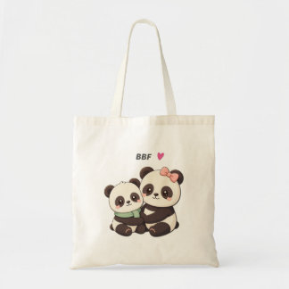 Cute Panda BFF – Best Friend Tote Bag Tygkasse