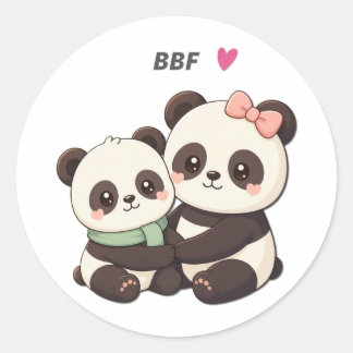 Cute Panda BFF – Bestie Friendship Sticker Runt Klistermärke
