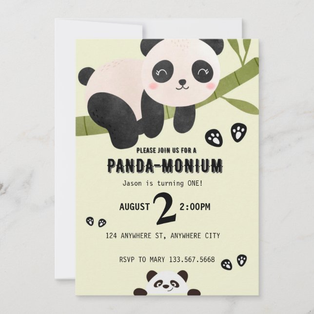 Cute Panda Birthday-inbjudan Inbjudningar (Framsida)