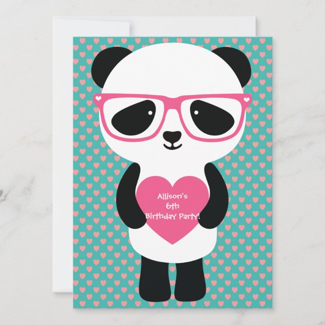 Cute Panda Birthday Inbjudningar (Framsida)