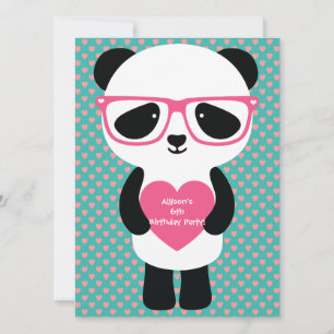 Cute Panda Birthday Inbjudningar