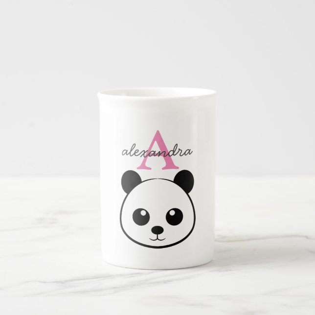 Cute panda björn anpassningsbar Monogram Benporslin Mugg (Framsidan)