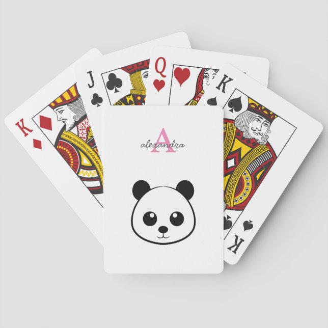 Cute panda björn anpassningsbar Monogram Casinokort (Baksidan)