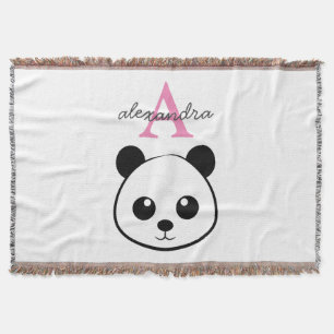 Cute panda björn anpassningsbar Monogram Filt