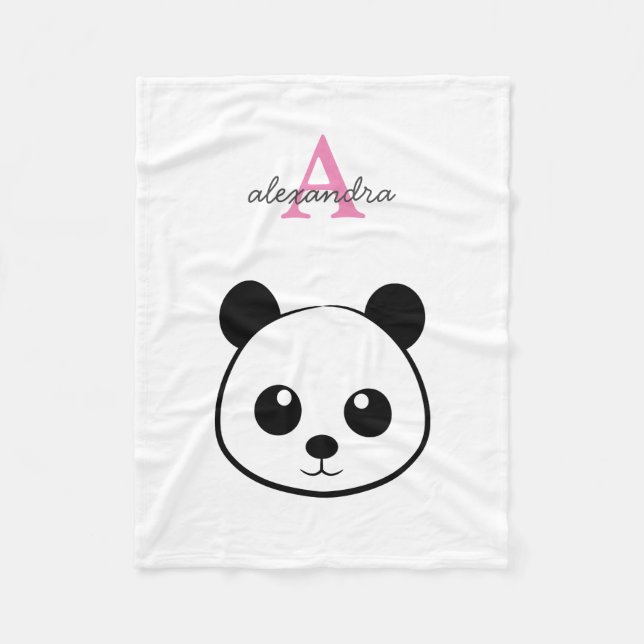 Cute panda björn anpassningsbar Monogram Fleecefilt (Framsidan)
