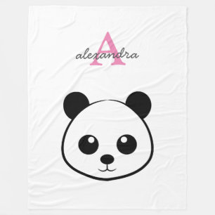 Cute panda björn anpassningsbar Monogram Fleecefilt