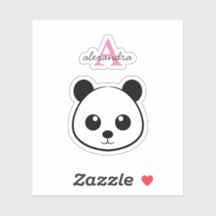 Cute panda björn anpassningsbar Monogram Klistermärken