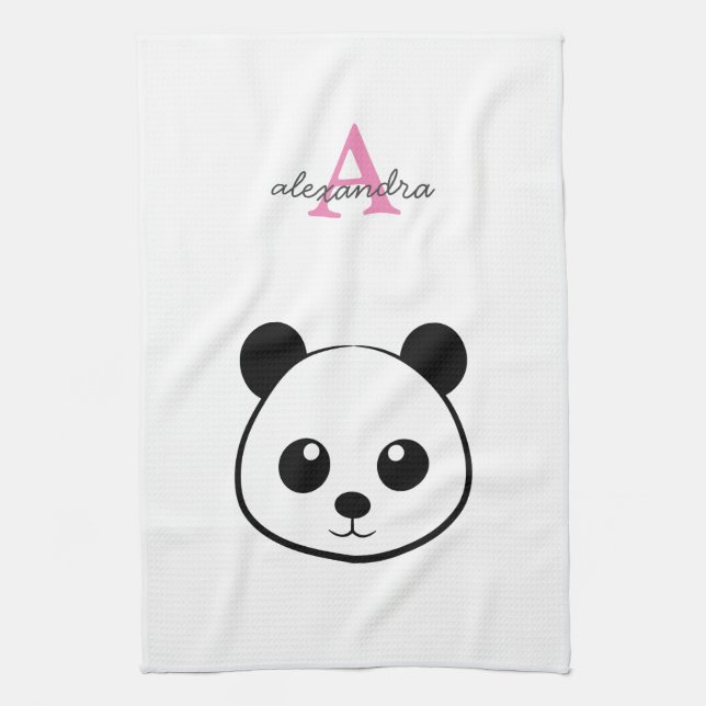 Cute panda björn anpassningsbar Monogram Kökshandduk (Vertikal)