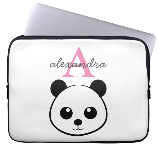 Cute panda björn anpassningsbar Monogram Laptop Fodral (Framsidan)