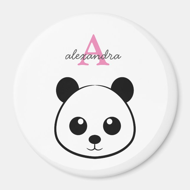 Cute panda björn anpassningsbar Monogram Magnet (Framsidan)