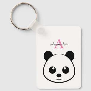 Cute panda björn anpassningsbar Monogram Nyckelring