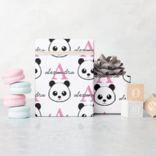 Cute panda björn anpassningsbar Monogram Presentpapper