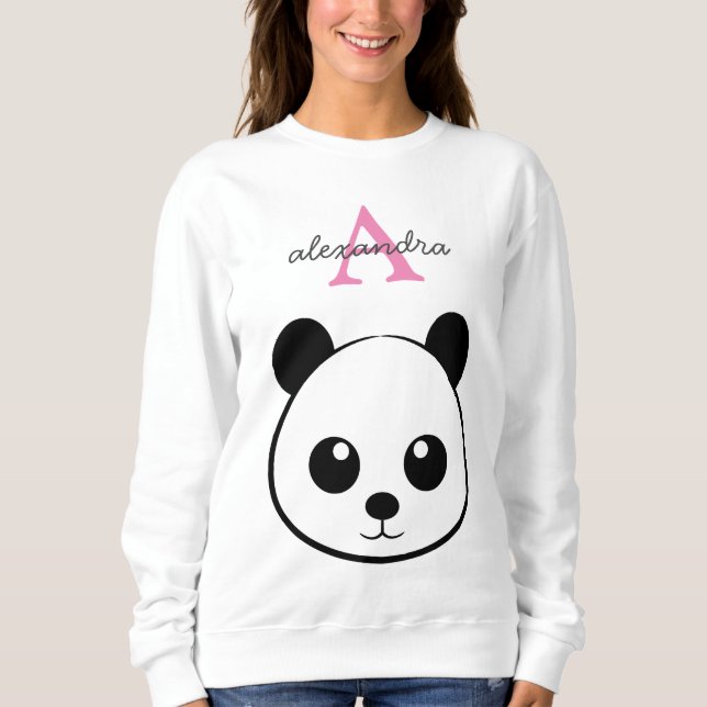 Cute panda björn anpassningsbar Monogram T Shirt (Framsida)