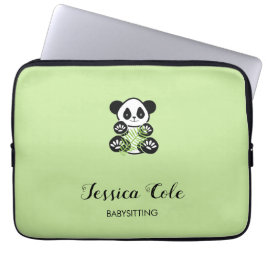 Cute panda björn blek grönt laptop fodral