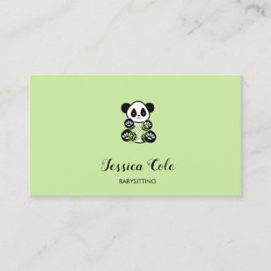 Cute panda björn blek grönt visitkort