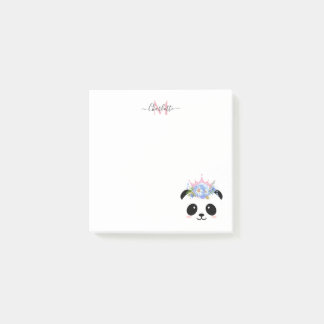 Cute panda björn princess personlig monogram post-it block