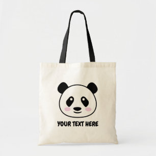 Cute panda björn tecknad canvas tobag tygkasse