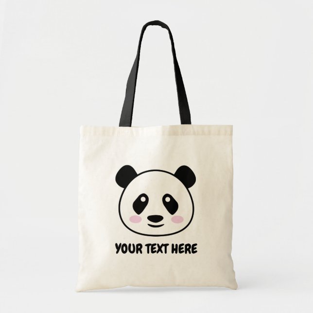 Cute panda björn tecknad canvas tobag tygkasse (Framsidan)