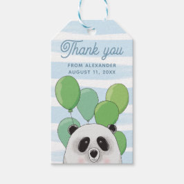 Cute panda. Blått grönt med djurbarn tack. Presentetikett