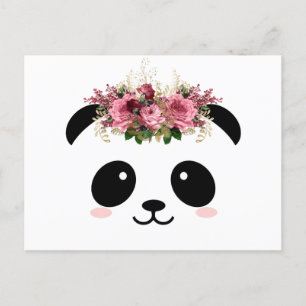 Cute panda blommigt krona vykort