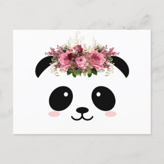 Cute panda blommigt krona vykort