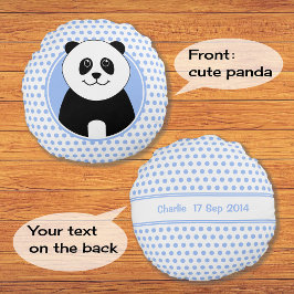 Cute panda blue spots namn på baksidan rund kudde