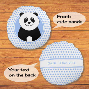 Cute panda blue spots namn på baksidan rund kudde