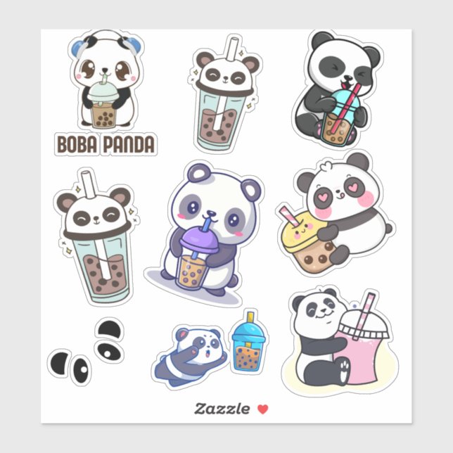Cute Panda Bobble Tea Kids Klistermärken (Ark)