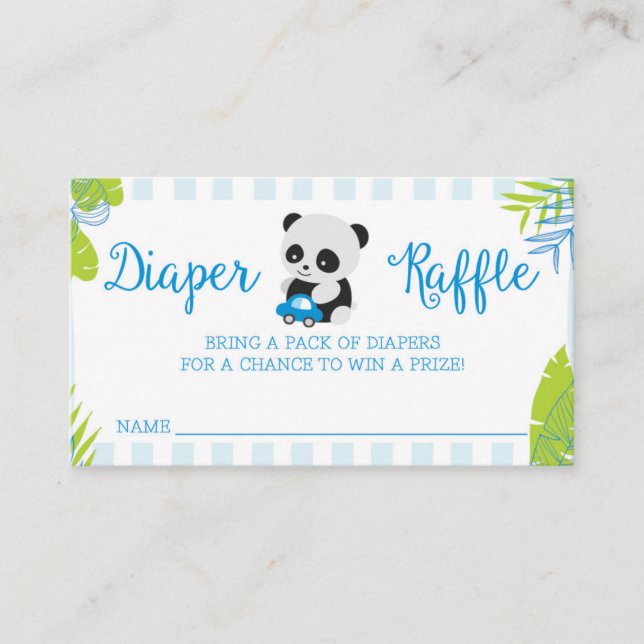 Cute Panda Boy Shower Diaper Raffle Cards Tilläggskort (Framsida)