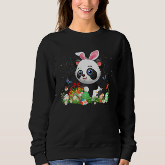 Cute Panda Bunny Egg Hunting Colorful Egg Lycklig  T Shirt