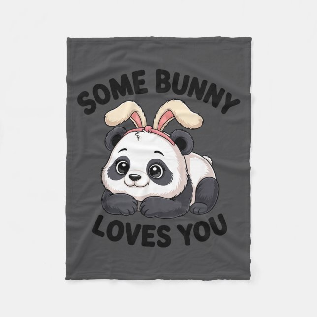 Cute Panda Bunny Some Bunny Loves You  Fleecefilt (Framsidan)
