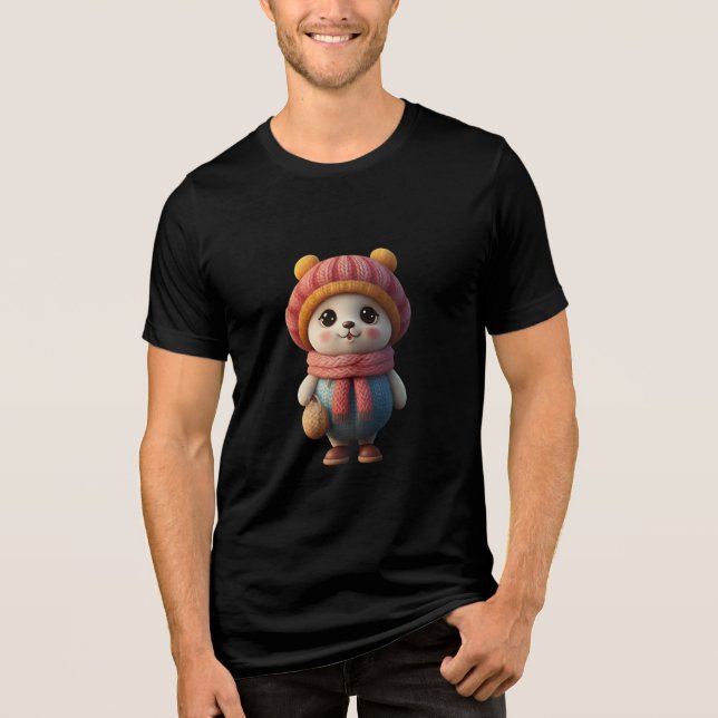 Cute Panda Character in Winter Outfit - Mysigt Car T Shirt (Framsida)