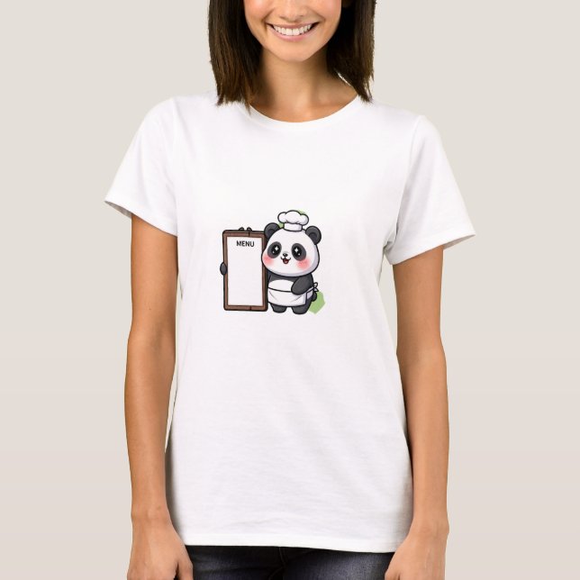 Cute Panda Chef T Shirt (Framsida)