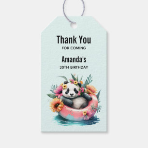 Cute Panda Chill i en Inner Tube-händelse Tack Presentetikett