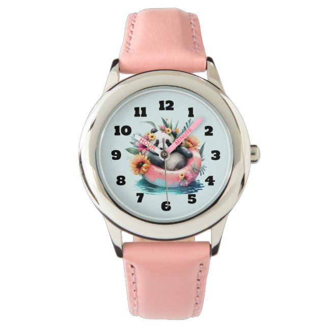 Cute Panda Chilling in an Inner Tube Armbandsur (Framsida)