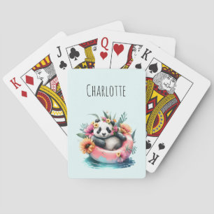Cute Panda Chilling in an Inner Tube Casinokort