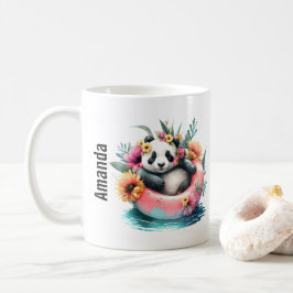 Cute Panda Chilling in an Inner Tube Kaffemugg