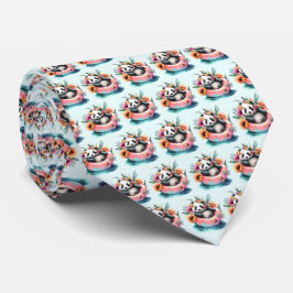 Cute Panda Chilling in an Inner Tube Patterned Slips