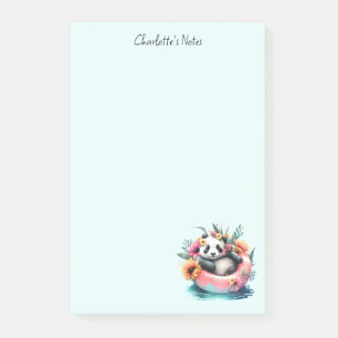 Cute Panda Chilling in an Inner Tube Post-it Block