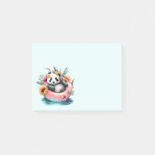 Cute Panda Chilling in an Inner Tube Post-it Block