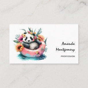 Cute Panda Chilling in an Inner Tube Visitkort