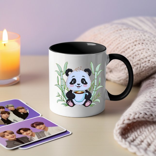 Cute Panda Coffee Mugg - Adsible Bamboo Art (Skapare uppladdad)