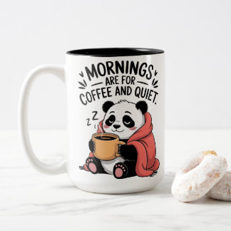 Cute Panda Coffee Quiet Mornings Cozy Introvert Två-Tonad Mugg