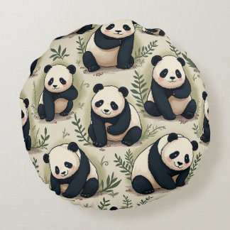 Cute panda cushion rund kudde