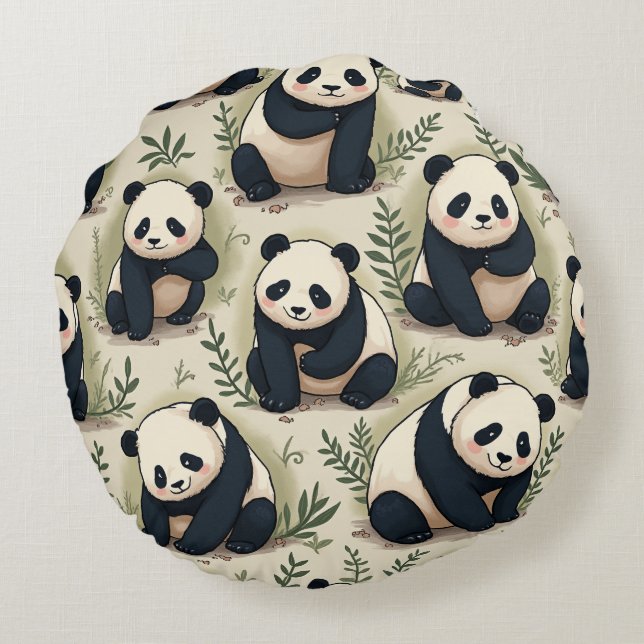 Cute panda cushion rund kudde (Baksidan)