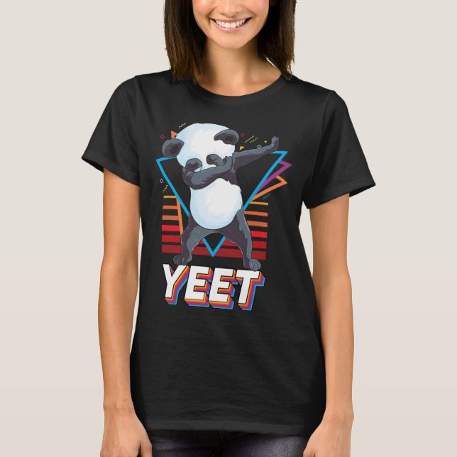 Cute panda dans lustig Dabbing panda björn Retr T Shirt (Framsida)
